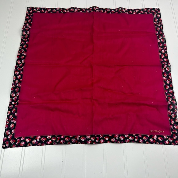 ONE DAY SALE Givenchy Cotton Floral Pink Scarf Handkerchief - Picture 4 of 7
